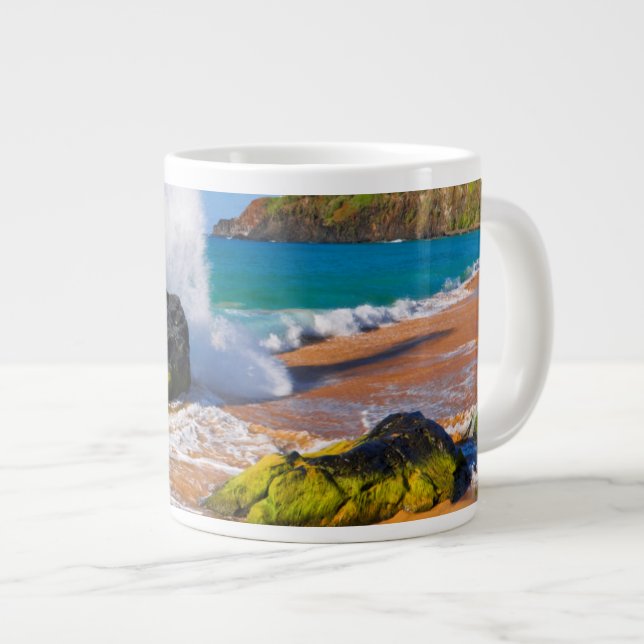 Taza De Café Grande Olas chocan en la playa, Hawaii (Derecha)