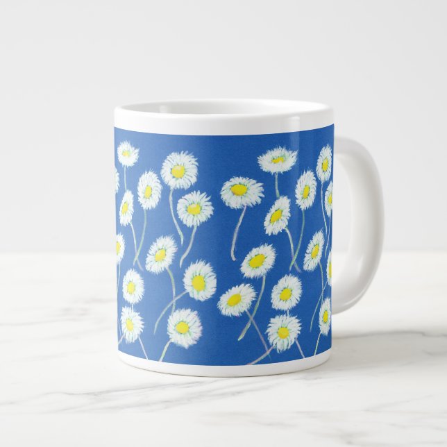 Taza De Café Grande Oops-a-Daisy Jumbo Mug, Blanco, Amarillo, Azul (Derecha)