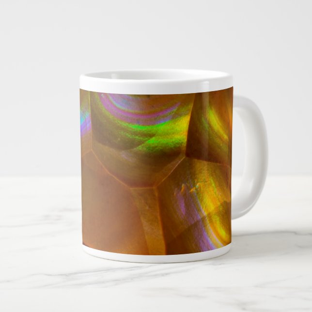 Taza De Café Grande Opal de fuego naranja iridiscente (Derecha)