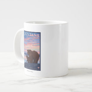 Taza De Café Grande Oso de MontanaMomma y viaje del vintage de Cub