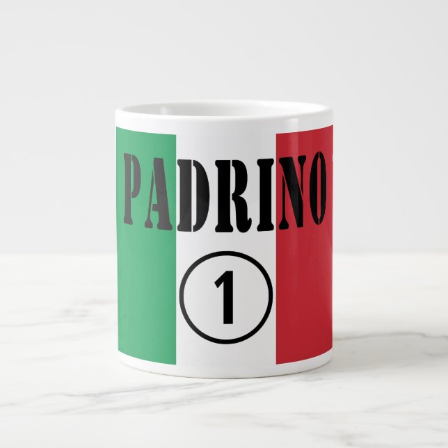 Taza De Café Grande Padrinos italianos: Uno de Padrino Numero (Frente)
