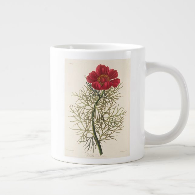 Taza De Café Grande Paeony con hojas fino (Derecha)