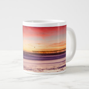 Taza De Café Grande Paisaje marino y muelle al atardecer, CA