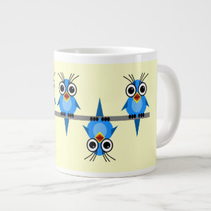 Taza De Café Grande pájaros en un alambre