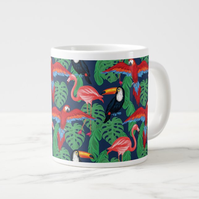 Taza De Café Grande Pájaros tropicales en colores brillantes (Derecha)