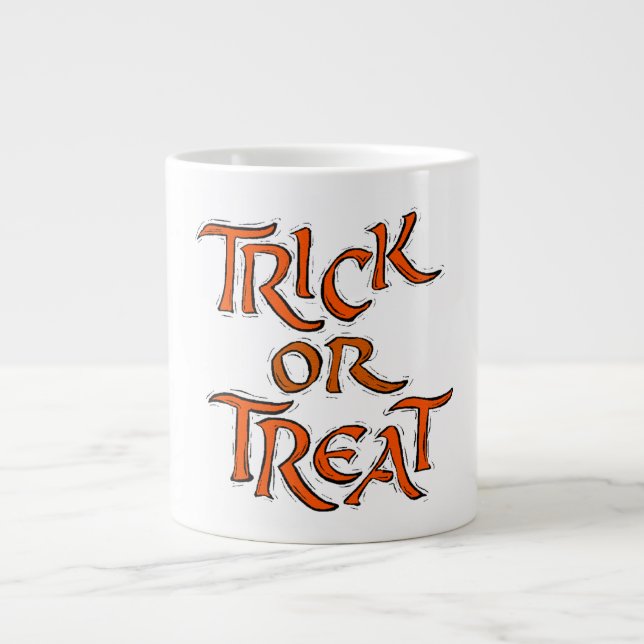 Taza De Café Grande Palabras de Halloween Trick o Treat (Frente)