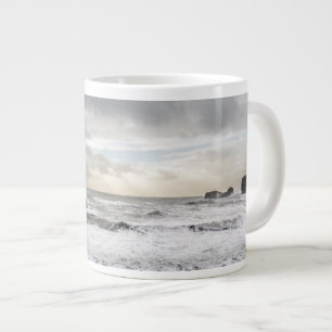 Taza De Café Grande Pálido paisaje marino espumoso, Islandia