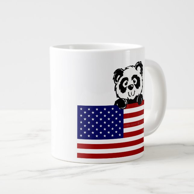 Taza De Café Grande Panda patriótico (Derecha)