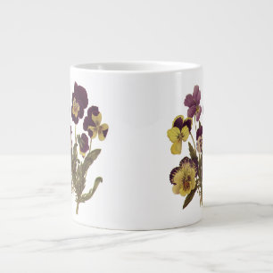 Taza De Café Grande Pansias antiguas en flor, flores de jardín floral
