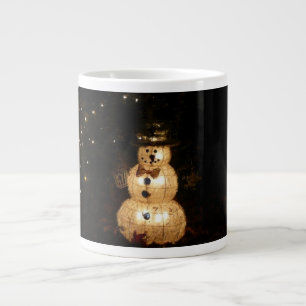Taza De Café Grande Pantalla de luz de vacaciones de Snowman