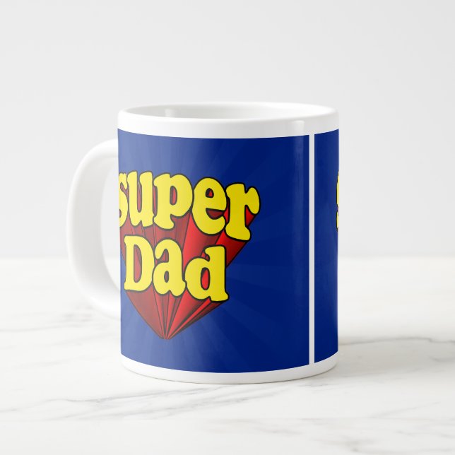 Taza De Café Grande Papá estupendo, super héroe rojo/amarillo/el día (Izquierda)