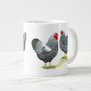Taza De Café Grande Pareja de pliegues plateados Wyandottes