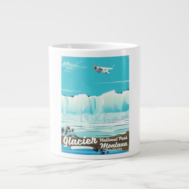 Taza De Café Grande Parque nacional Glacier, afiche de la época de Mon (Frente)