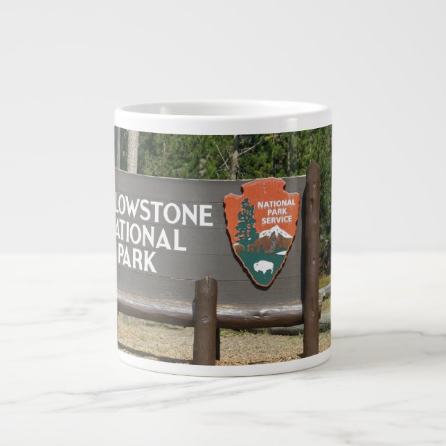 Taza De Café Grande Parque Nacional Yellowstone, cartel, Wyoming, EE. (Frente)