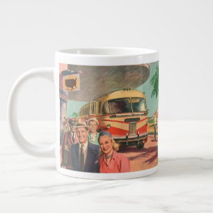Taza De Café Grande Pasajeros antiguos de vacaciones en la estación de