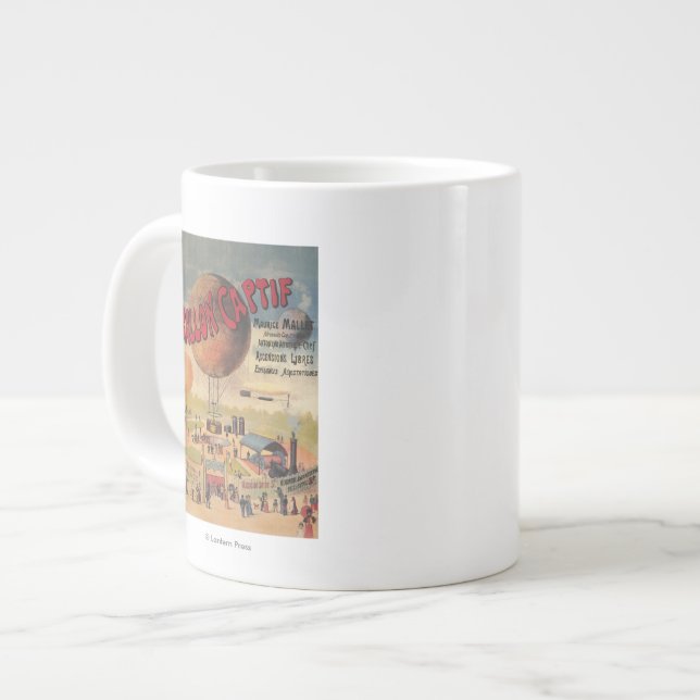 Taza De Café Grande Paseos del globo prisionero en un poster de la (Izquierda)