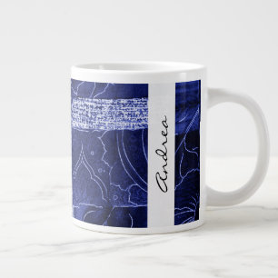 Taza De Café Grande Patchwork Pattern, Patchwork Background, Your Name