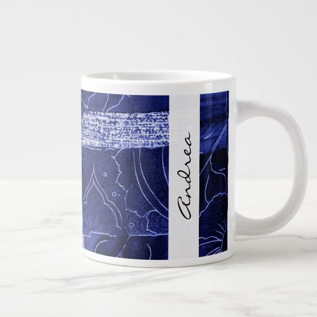 Taza De Café Grande Patchwork Pattern, Patchwork Background, Your Name (Derecha)