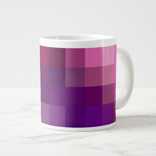 Taza De Café Grande Patrón abstracto Jumbo Mug, Rosa, Azul, Púrpura (Derecha)