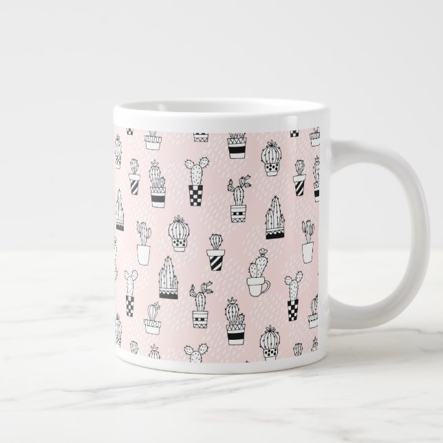 Taza De Café Grande Patrón de cactus dibujado a mano (Derecha)