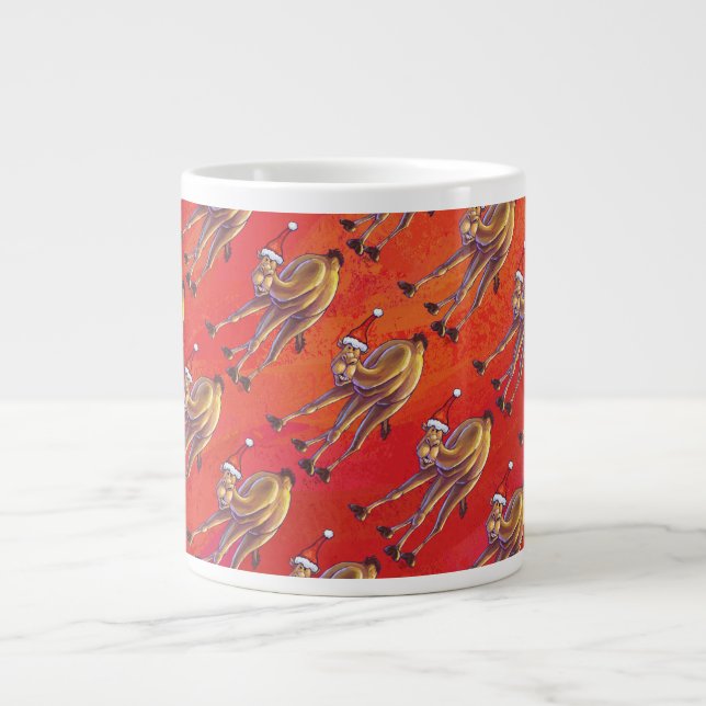 Taza De Café Grande Patrón De Camello Festividad En Rojo (Frente)