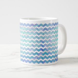 Taza De Café Grande Patrón de cheurón azul del glaciar