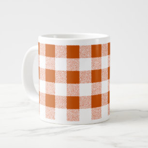 Taza De Café Grande Patrón de comprobación de Gingham de Brown