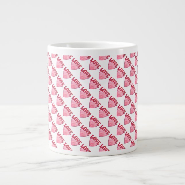 Taza De Café Grande Patrón de corazón de amor (Frente)