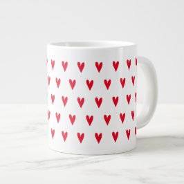 Taza De Café Grande Patrón de corazones rojos pequeños - romántico
