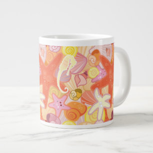 Taza De Café Grande Patrón de criaturas del mar Pastel