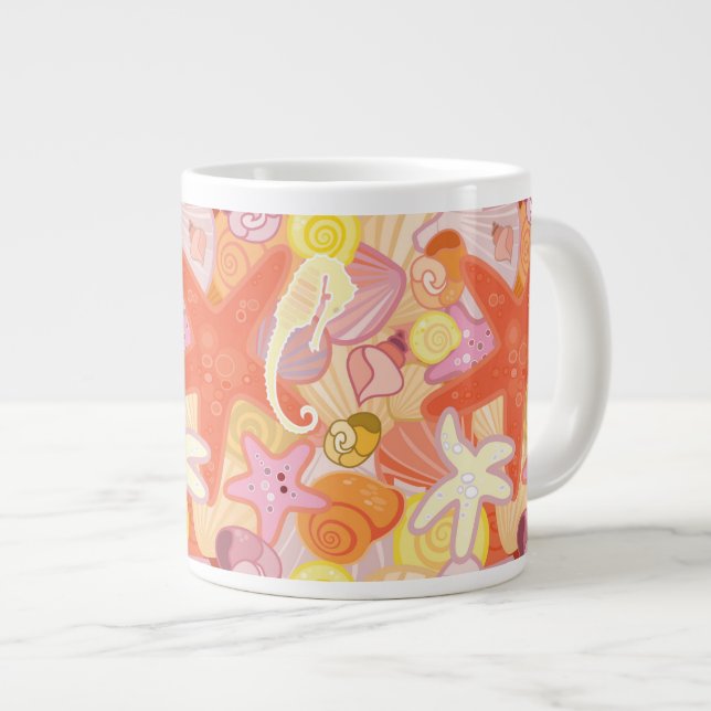 Taza De Café Grande Patrón de criaturas del mar Pastel (Derecha)