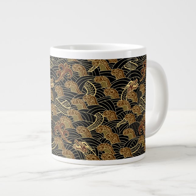 Taza De Café Grande Patrón de dragón marino oriental (Derecha)