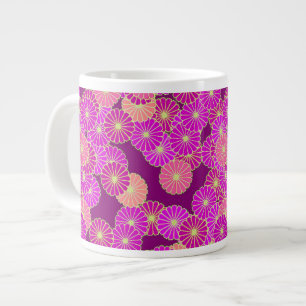 Taza De Café Grande Patrón de flores Art Deco - tonos de violeta, cora