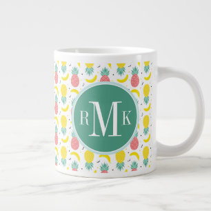 Taza De Café Grande Patrón de fruta tropical colorido