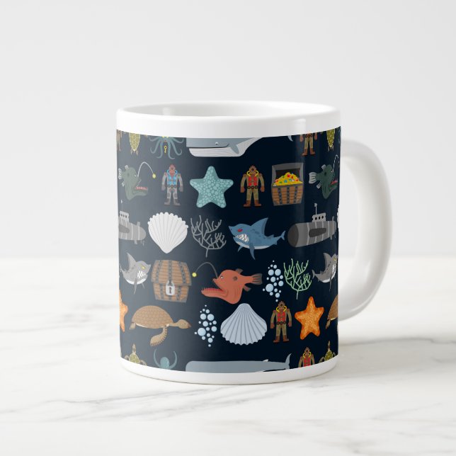 Taza De Café Grande Patrón de habitantes oceánicos 1 (Derecha)