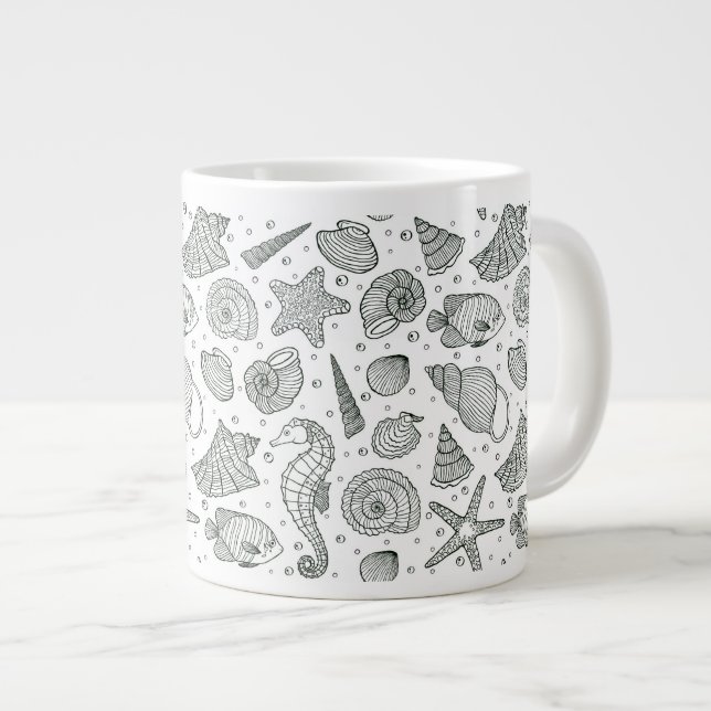 Taza De Café Grande Patrón de habitantes oceánicos 3 (Derecha)