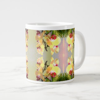 Taza De Café Grande Patrón de Orquídeas Amarillas