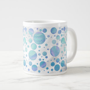 Taza De Café Grande Patrón de punto de polka azul glaciar