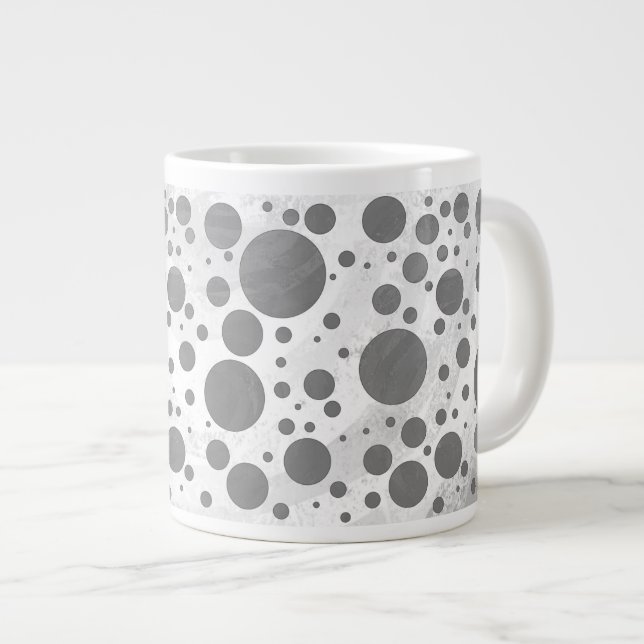 Taza De Café Grande Patrón de punto de polka gris pizarra (Derecha)