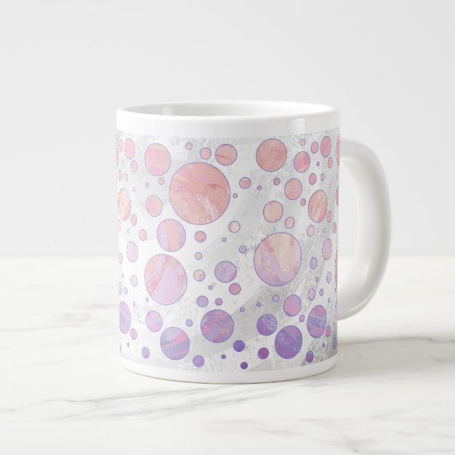 Taza De Café Grande Patrón de puntos de polka rosa claro (Derecha)