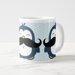 Taza De Café Grande Patrón de tendencia del bigote pingüino