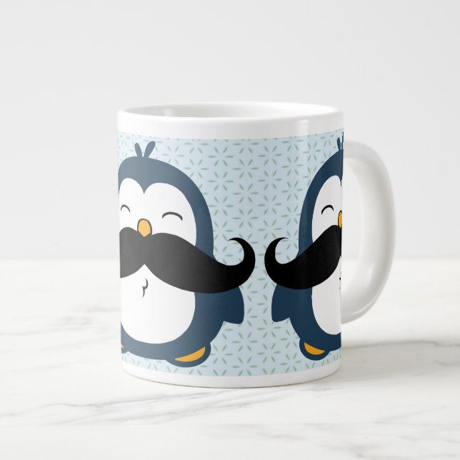 Taza De Café Grande Patrón de tendencia del bigote pingüino (Derecha)