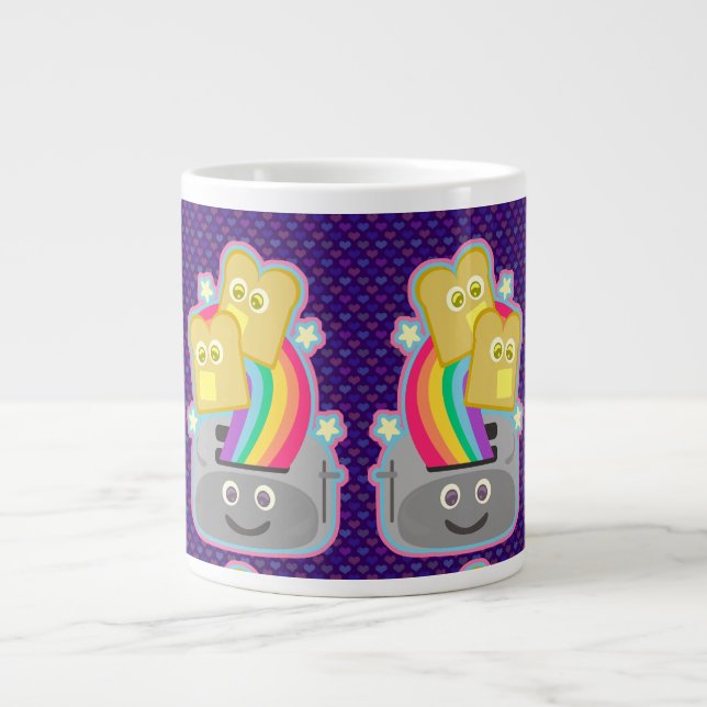 Taza De Café Grande Patrón de tostadas arcoiris de Kawaii (Frente)