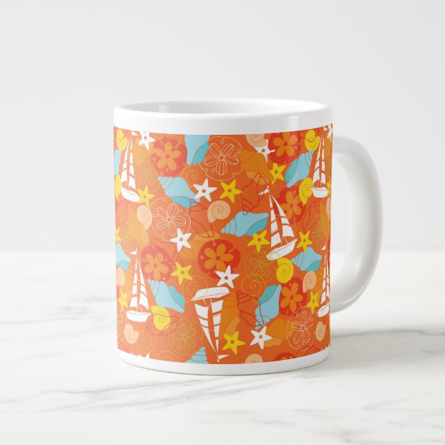 Taza De Café Grande Patrón de velero tropical (Derecha)