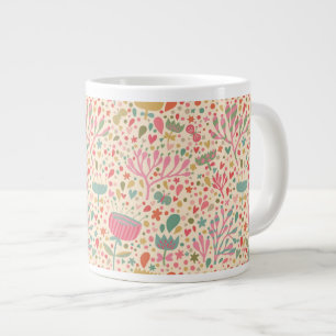 Taza De Café Grande Patrón floral brillante