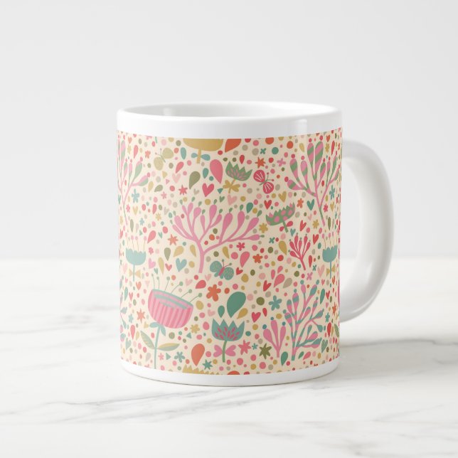 Taza De Café Grande Patrón floral brillante (Derecha)