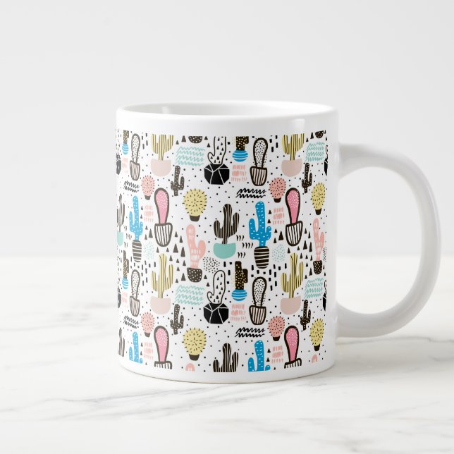 Taza De Café Grande Patrón geométrico Cactus moderno (Derecha)