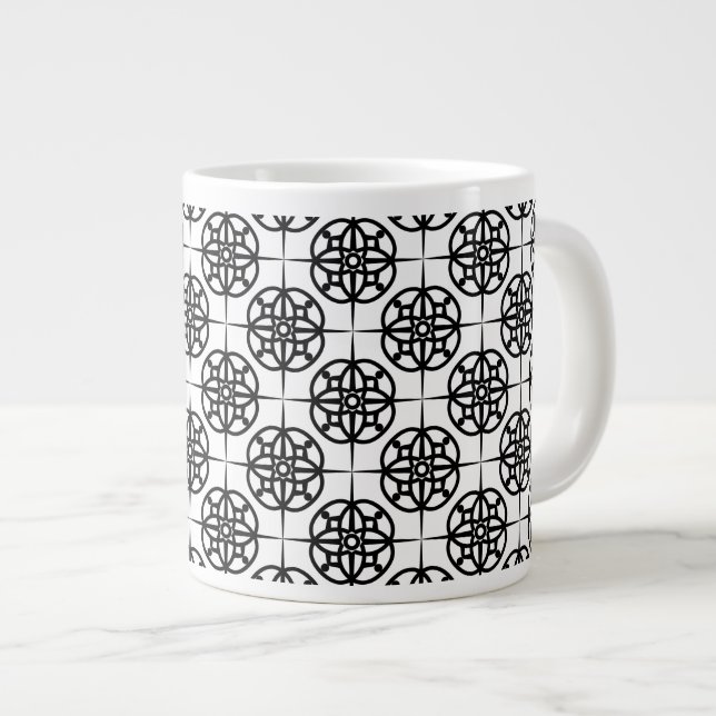 Taza De Café Grande Patrón geométrico de vídeo retro de clase (Derecha)