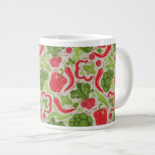 Taza De Café Grande Patrón luminoso de las verduras frescas