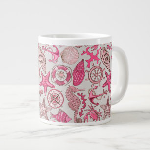 Taza De Café Grande Patrón marino rosa